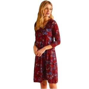 Garnet Hill Jersey Knit Swing Dress  Floral Print Tencel Jersey Knit Travel NWT